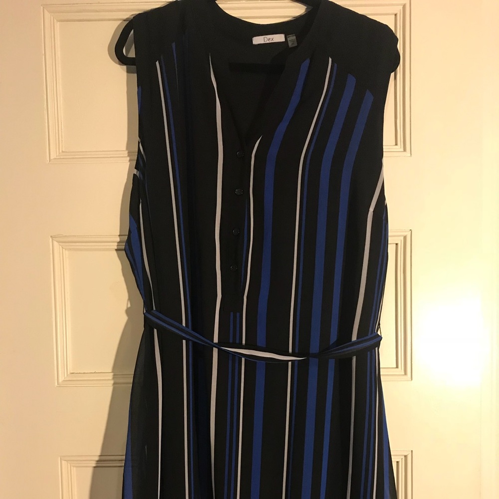 DEX PLUS SIZED SHIFT DRESS 2XL Blue Black White